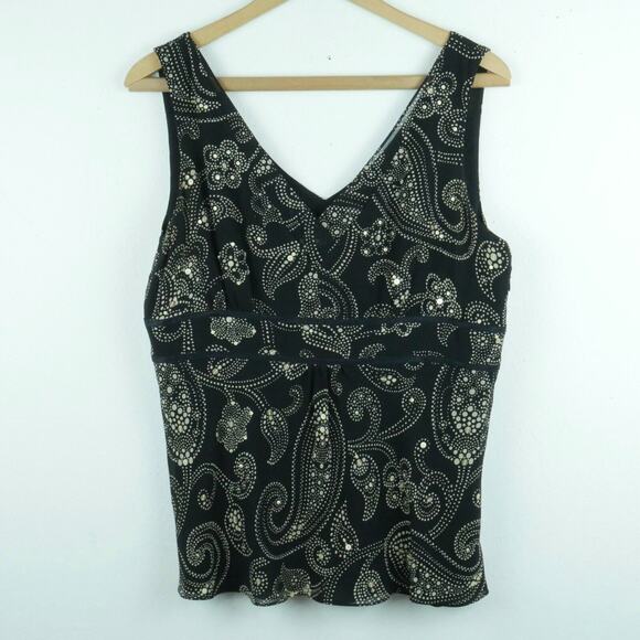 Ann Taylor Tops - Vintage Size 10 Babydoll Top Y2K 100% Silk Dark Romantic Feminine Chiffon Sequin